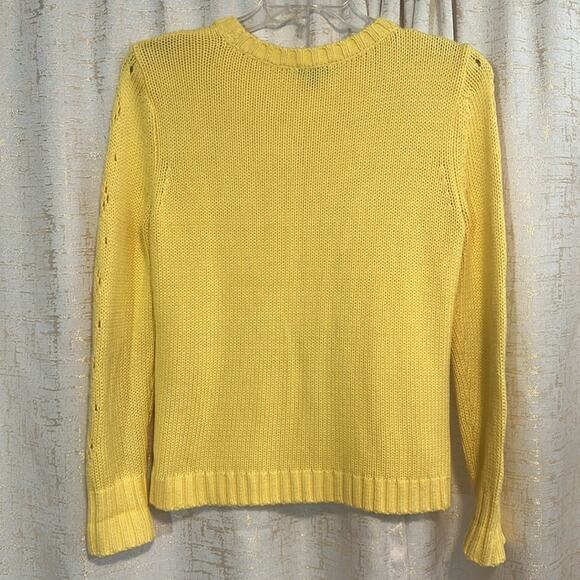 Talbots Women's Yellow Sweater Size Small petit Cable Knit Crew Neck Winter Fall - Picture 2 of 5